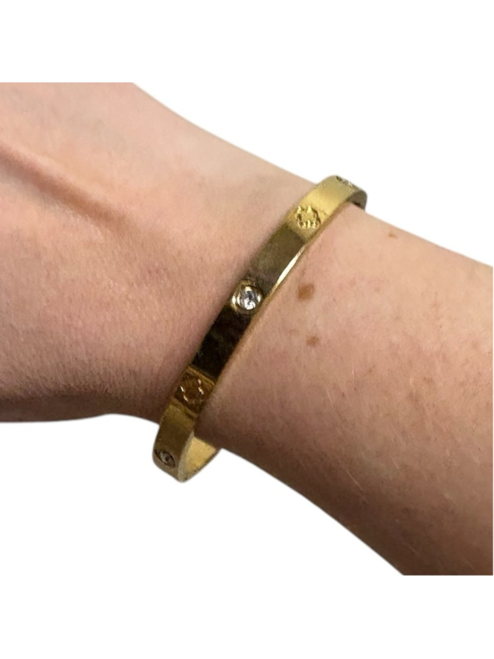 New unbranded gold bracelet bangle jewelry pouch cubic zirconia cz gems clovers